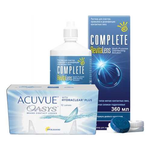 Контактные линзы Acuvue Oasys 12 линз R 8.8 -3.50 + Раствор Complete RevitaLens 360 мл в Фармаимпекс